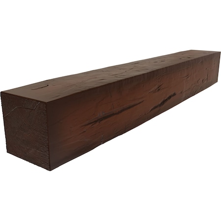 Hand Hewn Faux Wood Fireplace Mantel, Burnished Pecan, 4H X 6D X 60W